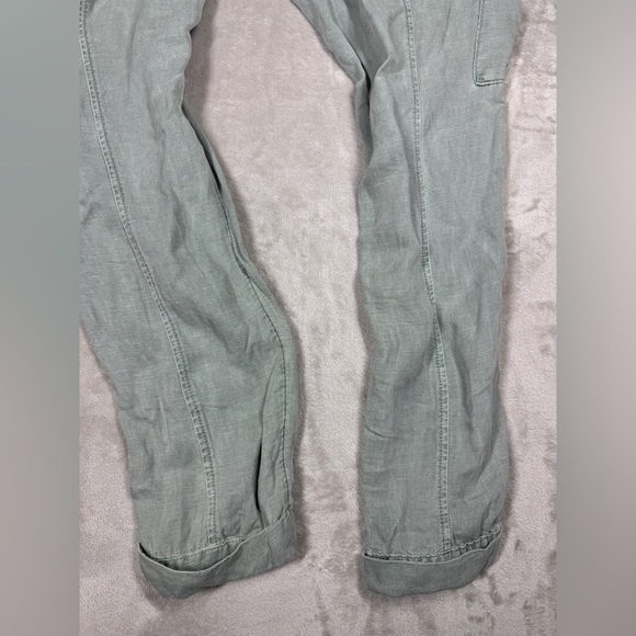 Nicole Miller Linen Blend Green Rolled Cuff Ankle Straight Leg Pants Size Small - Picture 13 of 16